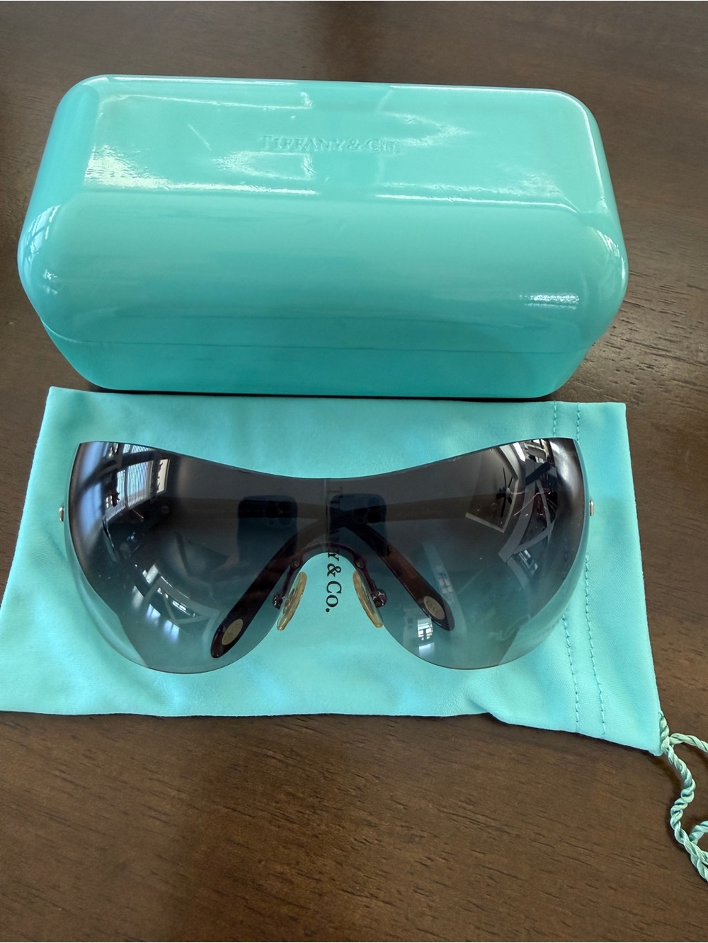 Tiffany & Co. Women's Rimless Shield Sunglasses - Black Gradient 115mm Lens - Picture 3 of 14